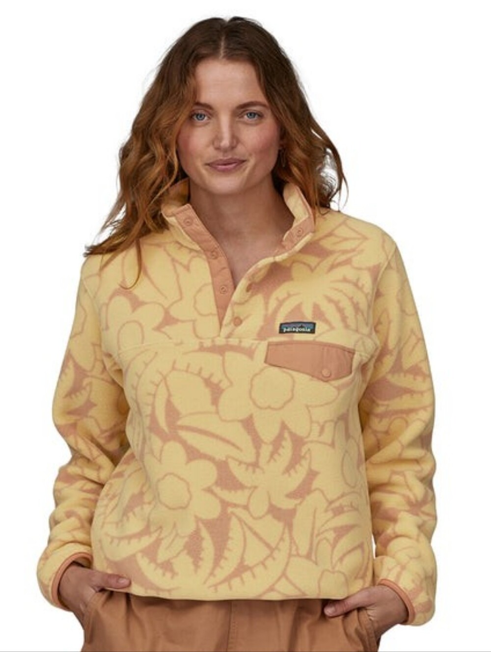 Patagonia Women's Pastel Yellow Tie-Dye Teddy Fleece Jacket